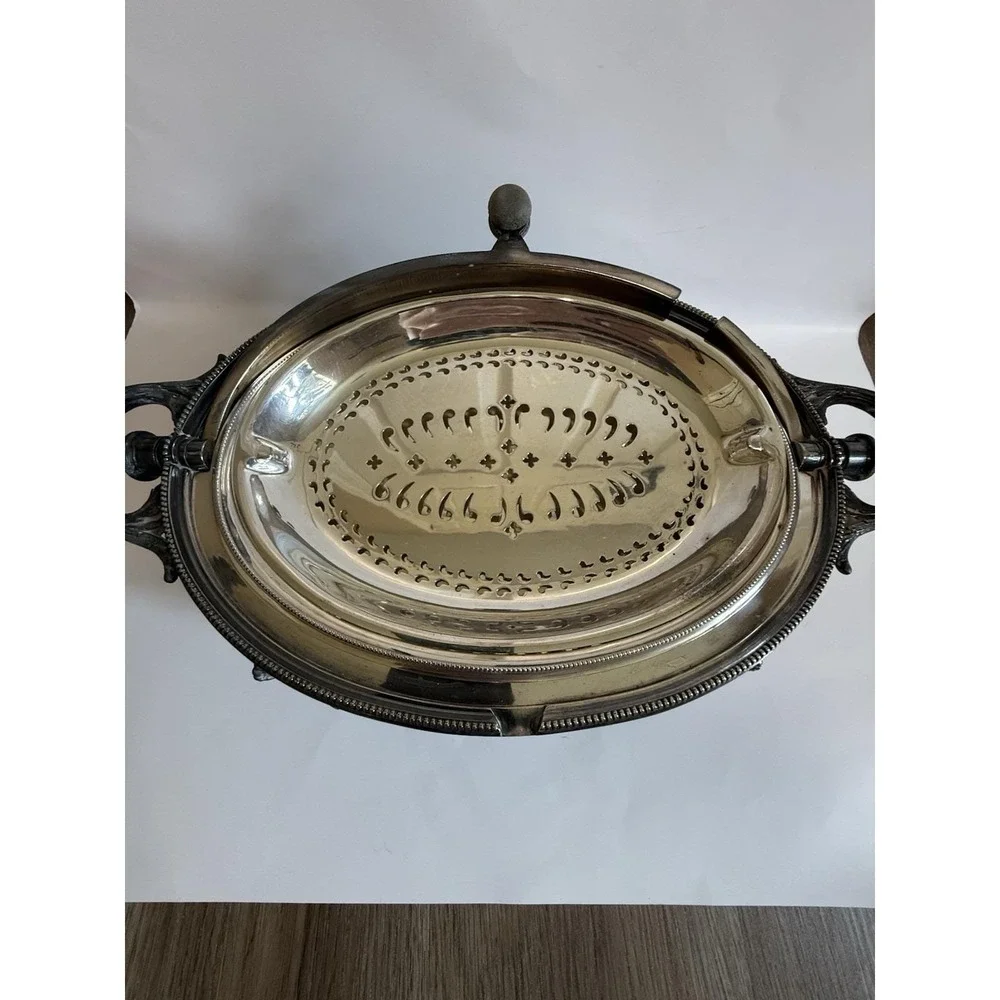ANTIQUE WALKER & HALL SHEFFIELD SILVER PLATE TOP WARMER SERVER ENGLAND